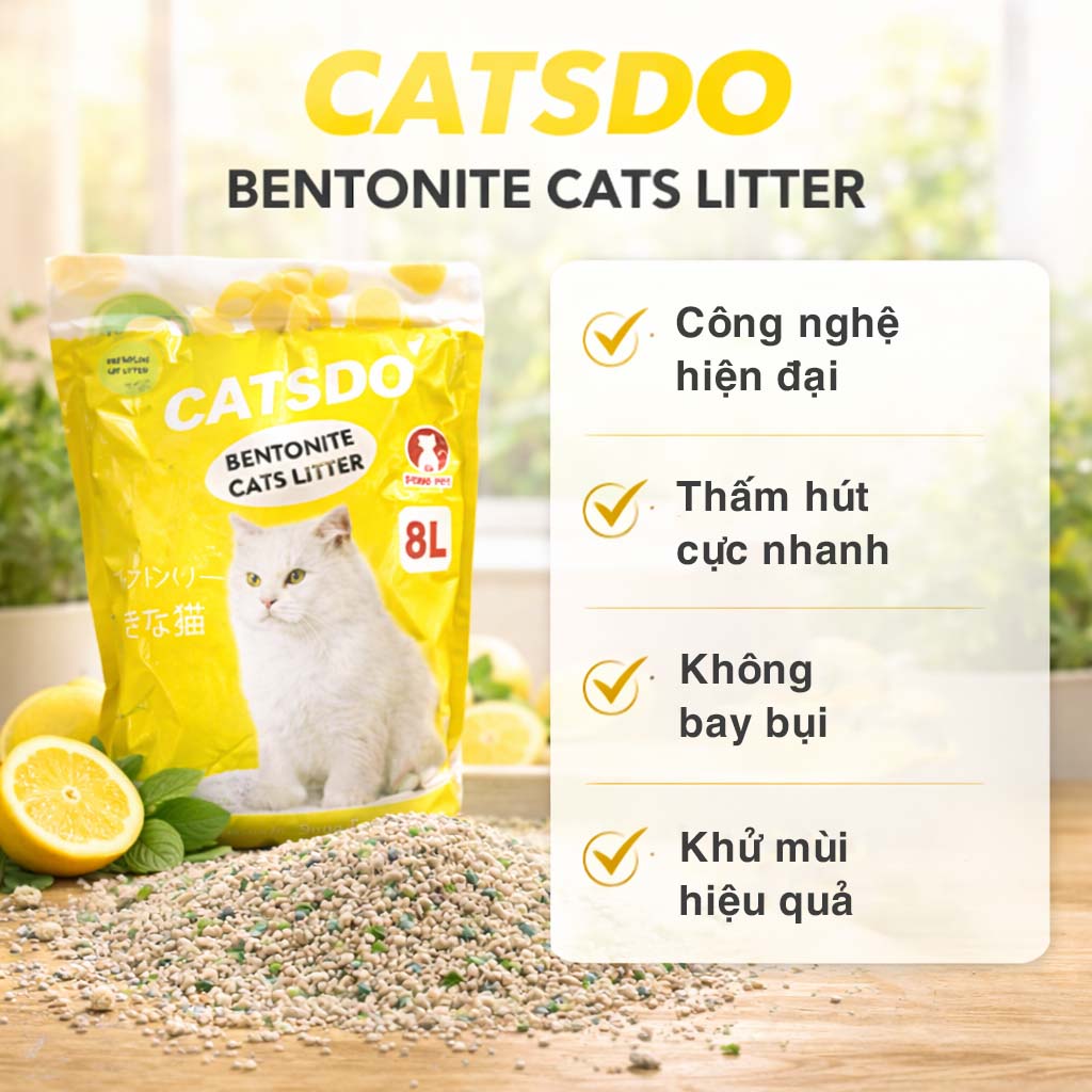 cat-ve-sinh-meo-catsdo-8-L-lemon cát vệ sinh mèo Catsdo 8L hương lemon