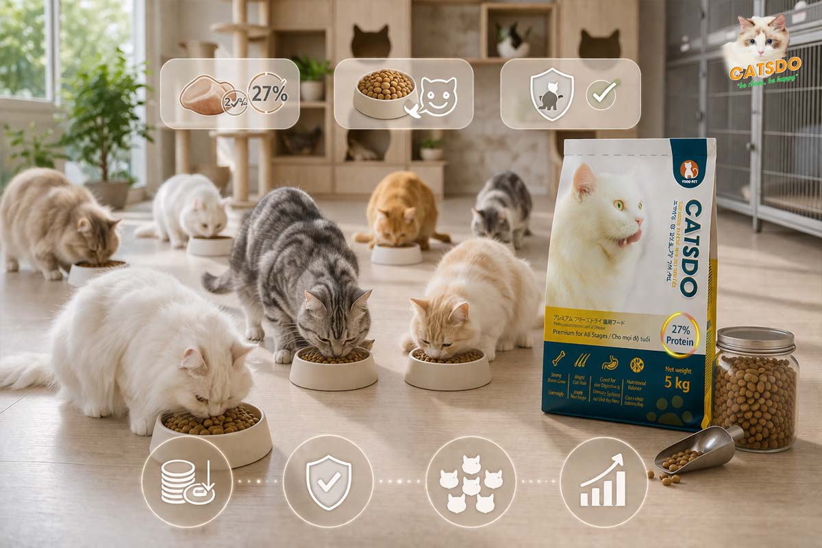 thức ăn mèo Catsdo cho trại nuôi mèo