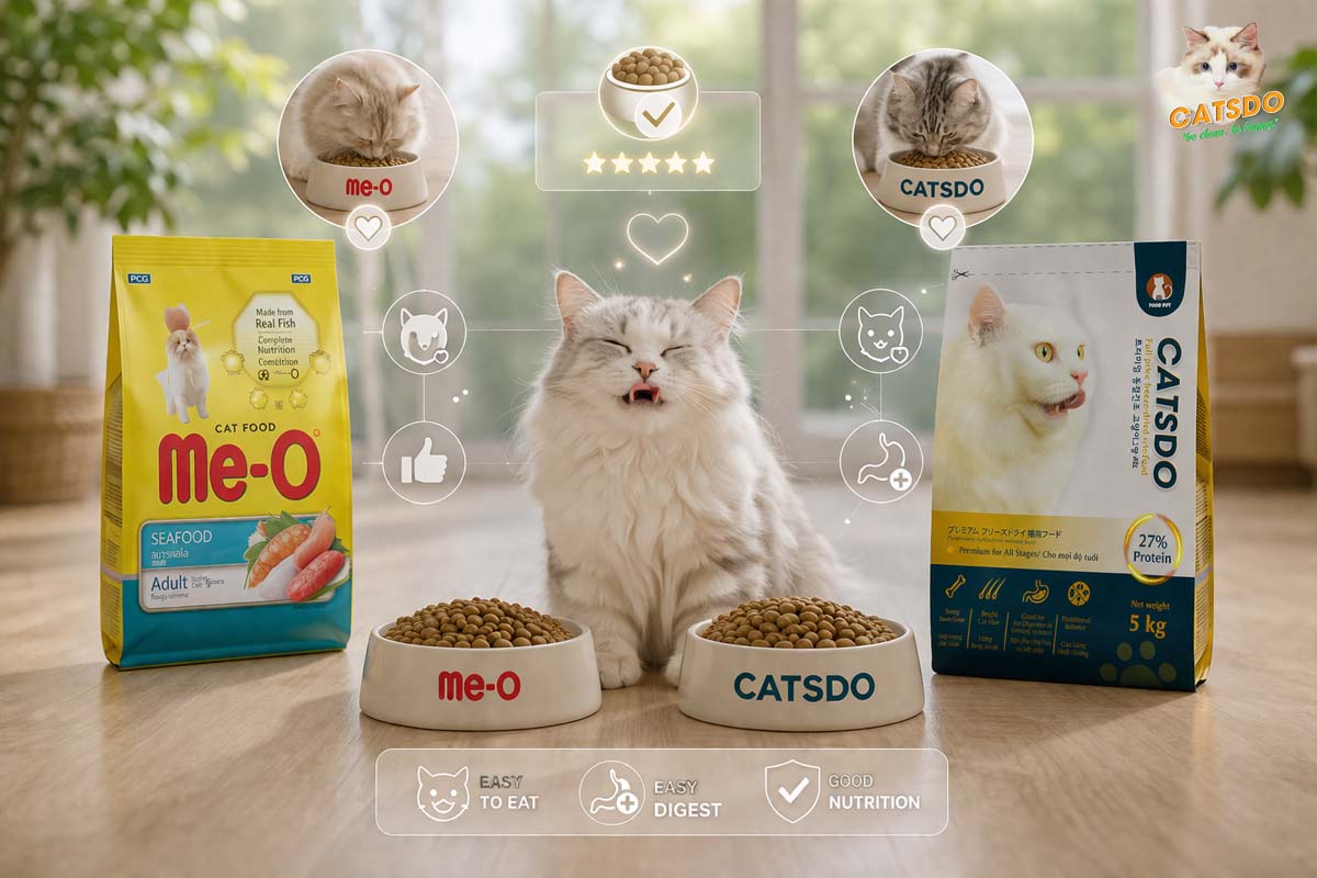 so sánh về độ dễ ăn của thức ăn mèo