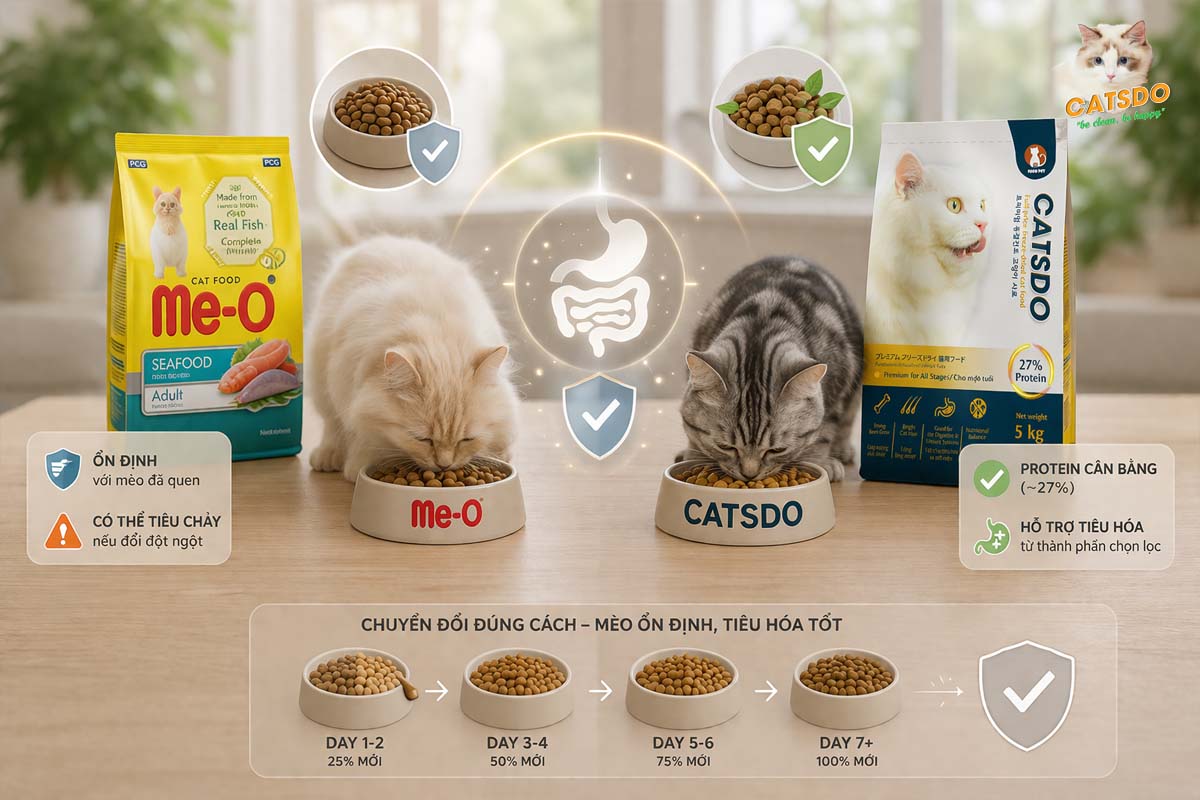 so sánh về tiêu hóa và dộ ổn định của thức ăn mèo