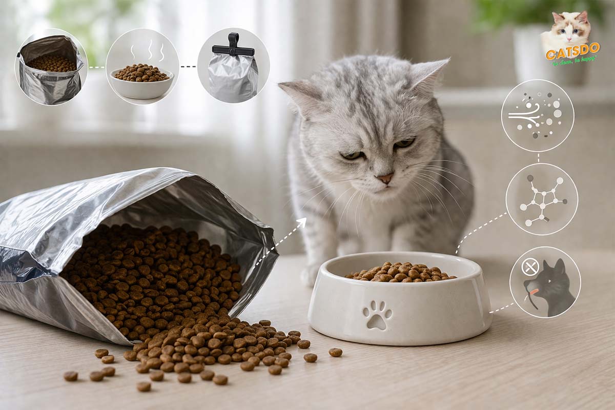 thức ăn giảm độ tươi khiến mèo không ăn hạt