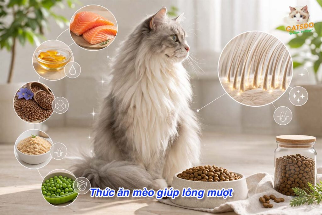 thức ăn giúp lông mèo mượt