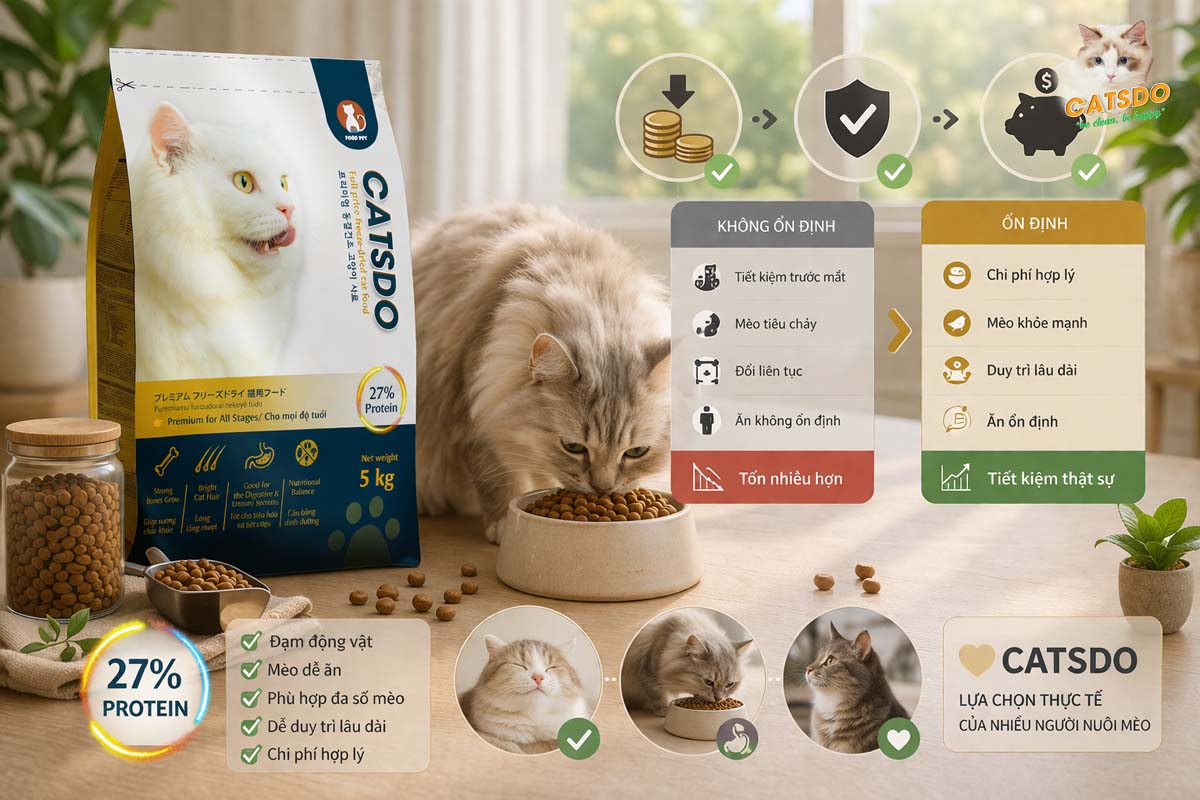 thức ăn mèo catsdo chi phí ổn định