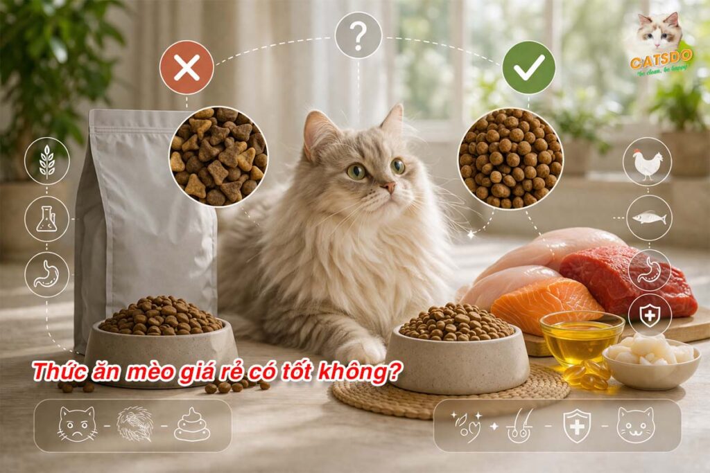 thức ăn mèo giá rẻ có tốt không?